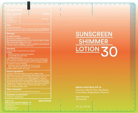 Urban OutfittersSunscreen Shimmer Broad Spectrum SPF 30 포장