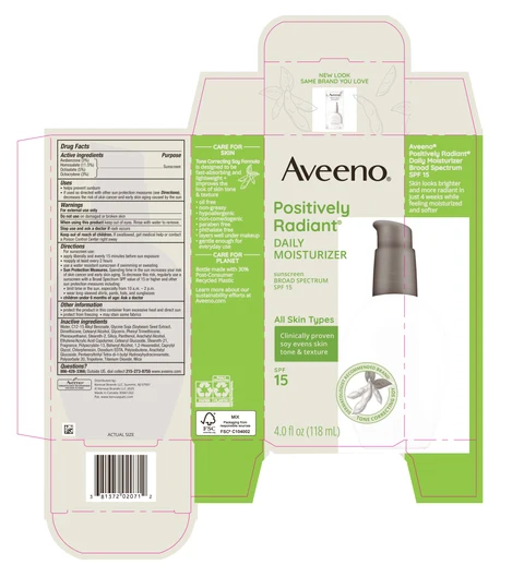 Aveeno Positively Radiant Daily Moisturizer Sunscreen Broad Spectrum SPF 15 포장