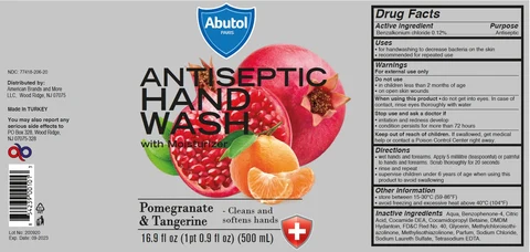 Abutol ANTISEPTIC HAND WASH Pomegranate and Tangerine packaging