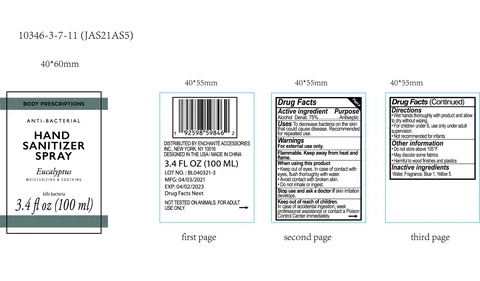 BODY PRESCRIPTIONS Eucalyptus ANTIBACTERIAL HAND SANITIZER 포장