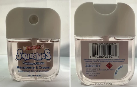 Smarties Orange Hand Sanitizer Raspberry Cream 포장