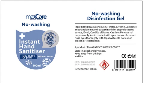 Instant Hand Sanitiser packaging