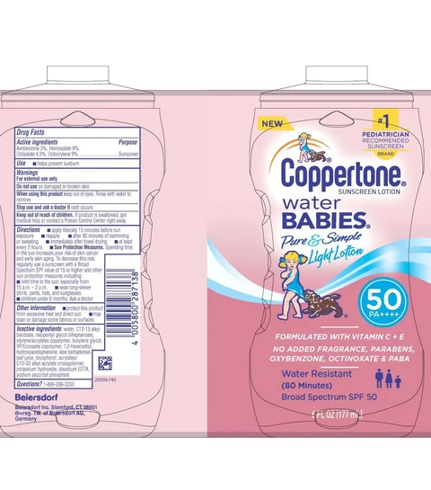 Coppertone Waterbabies Pure and Simple Sunscreen SPF 50 포장