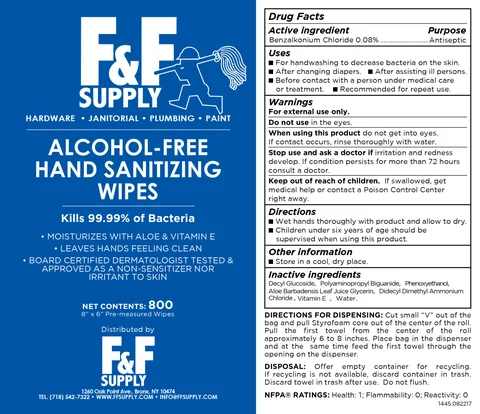 Alcohol Free Hand Sanitizing Wipes 포장