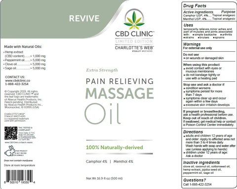 CBD Clinic Revive Massage packaging