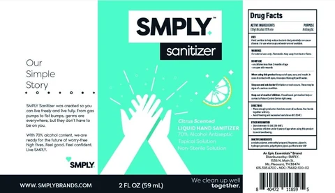 SMPLY 70 Citrus Liquid Hand Sanitizer 포장
