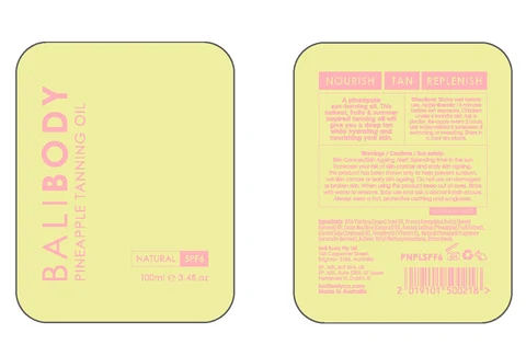 Bali Body SPF Pineapple Tanning Oil SPF 6 포장
