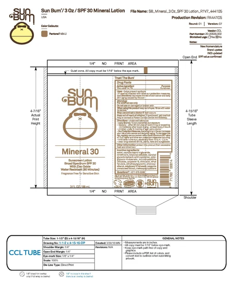 Sun Bum Mineral 30 Sunscreen 3 OZ / Sun Bum Mineral 30 Sunscreen 3 OZ New / Sun Bum Mineral 30 Sunscreen 32 OZ 포장