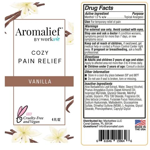 Aromalief Cozy Vanilla Pain Relief Cream 포장
