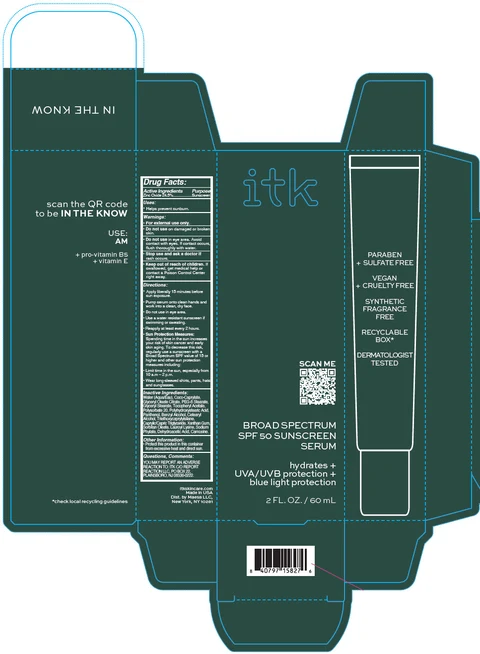 ITK Broad Spectrum SPF 50 Sunscreen Serum packaging