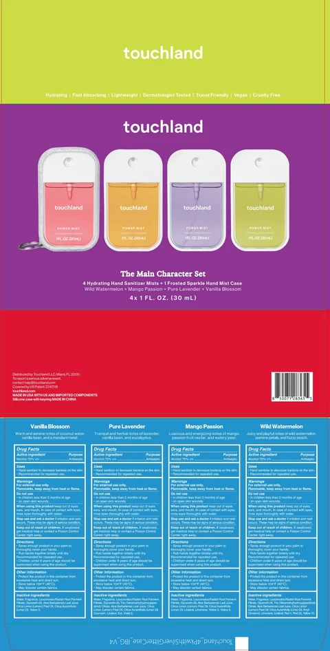 Touchland The Main Character Set Power Mist Hydrating Hand Sanitizer Mist 포장