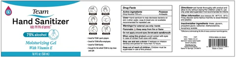 Team Hand Sanitizer packaging