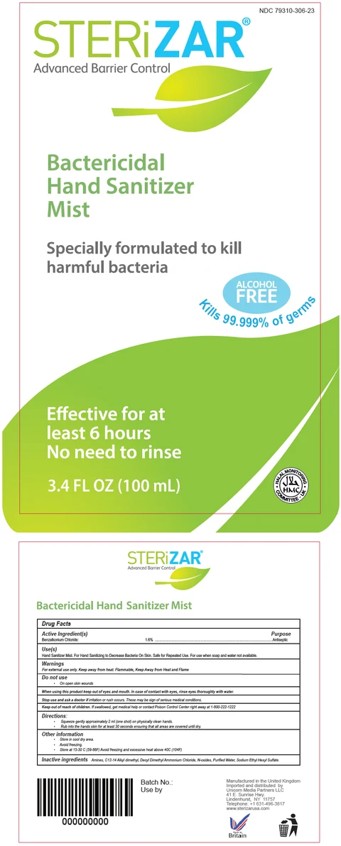 STERiZAR Advanced Barrier Control Bactericidal Hand Sanitizer Mist 포장