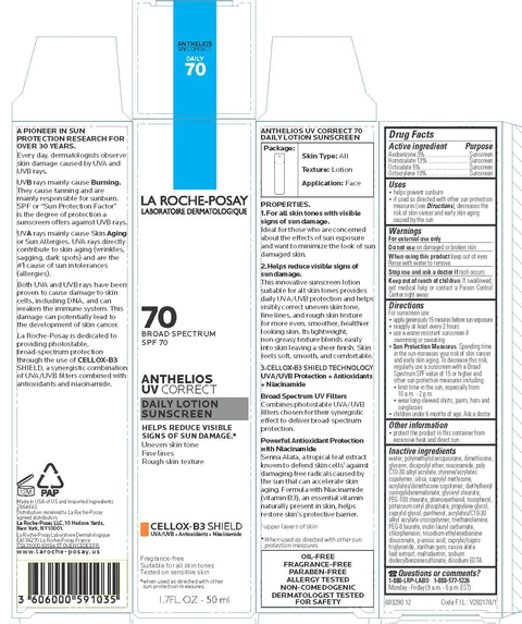 La Roche Posay Laboratoire Dermatologique Anthelios UV Correct Broad Spectrum SPF 70 Daily Sunscreen packaging
