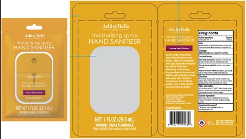 Ashley Belle Moisturizing Hand Sanitizer Honey Fresh Bloom 포장