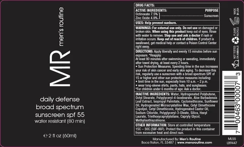 MR Daily Defense Broad Spectrum Sunscreen SPF 55 포장