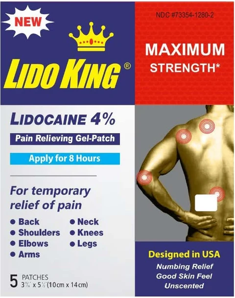 Lido King Lidocaine 4% Pain Relieving Gel-Patch packaging