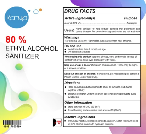 Karma 80 % ETHYL ALCOHOL SANITIZER 포장