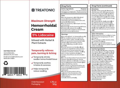 Treatonic hemorrhoid treatment packaging
