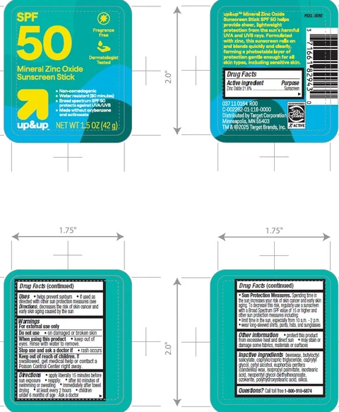 Target Up and Up SPF 50 Mineral Zinc Oxide Sunscreen Stick packaging
