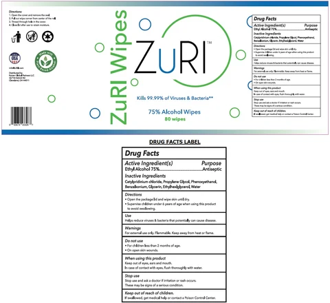 ZuRI 75% Alcohol Wipes 포장
