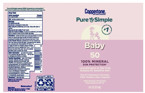 Coppertone Pure and Simple Baby Sunscreen SPF 50 포장