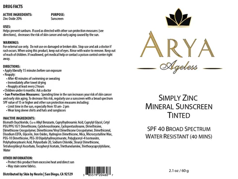 Simply Zinc Mineral Sunscreen Tinted 포장