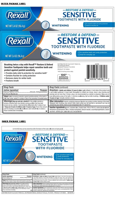 Rexall Restore and Defend Sensitive Whitening packaging