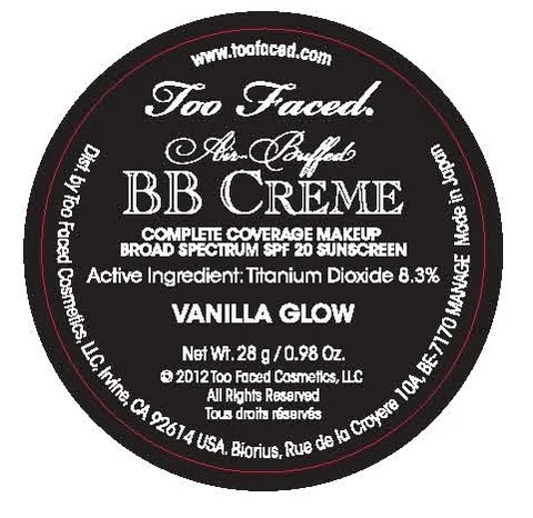 Too Faced BB Creme Complete Coverage Make-UpSPF-20 VANILLA GLOW packaging