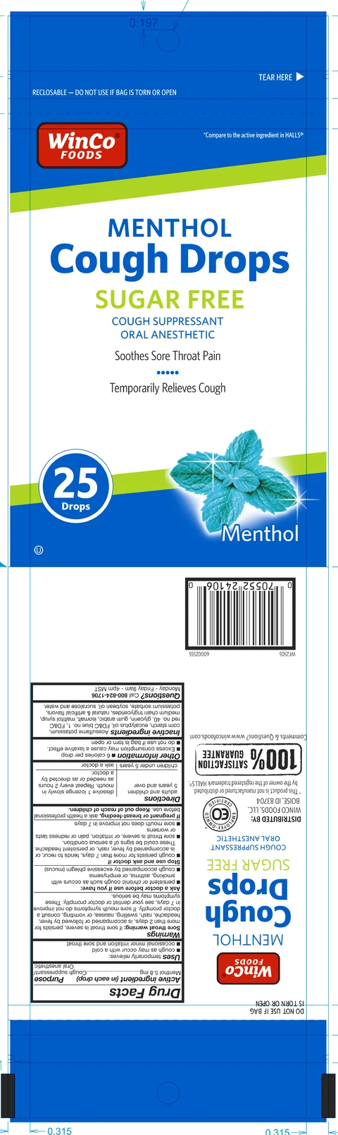Sugar Free Menthol Cough Drops 포장