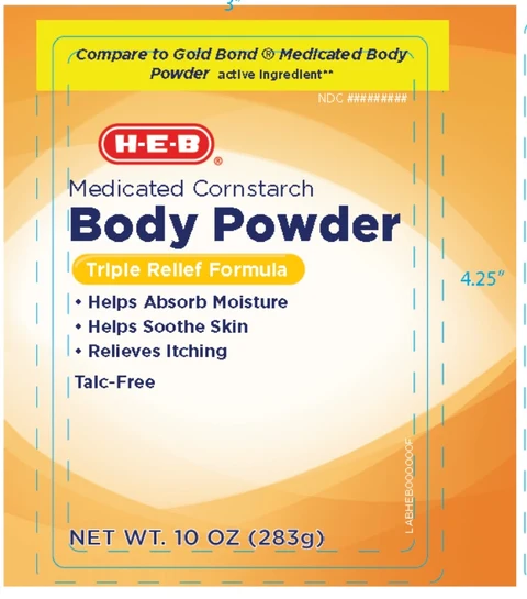 HEB Medicated Cornstarch Body Powder 포장