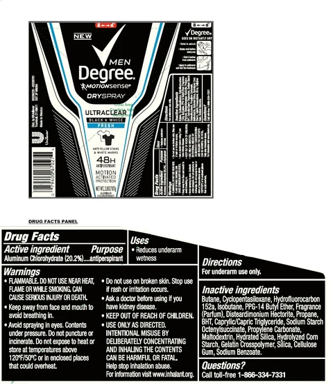 Degree MenMotionSense Ultraclear Black and White Fresh Dry Antiperspirant 포장