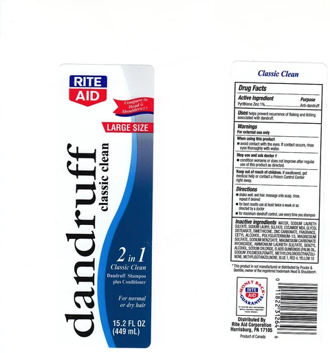 Rite Aid Dandruff2 in 1 Classic Clean packaging
