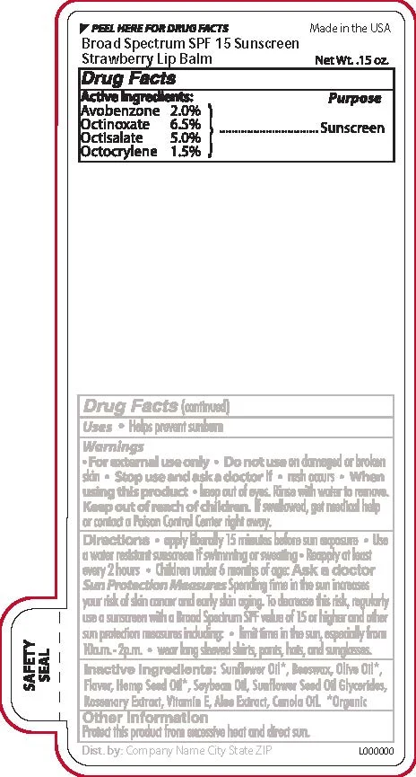 Strawberry SPF 15 Broad Spectrum Lip Balm packaging