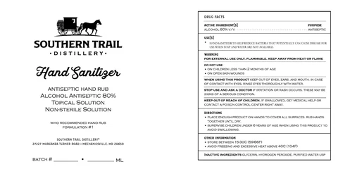Southern Trail Distillery Hand Sanitizer packaging