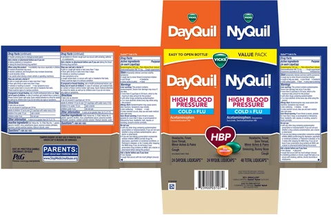 Vicks DayQuil NyQuilHIGH BLOOD PRESSURE COLD and FLU 포장