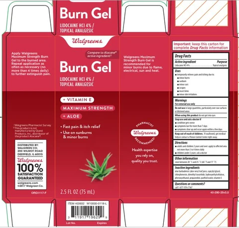 Walgreens Burn relief packaging