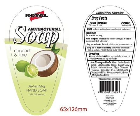 Royal Antibacterial (coconut and lime) moisturizing hand cleanse packaging