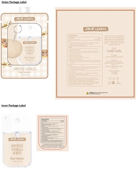 SOUR LEMON Hand Sanitizer SOUFFLE VANILLA SCENT 포장