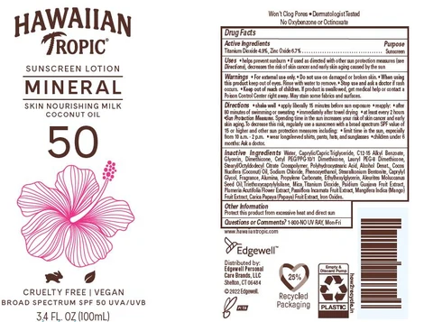 Hawaiian Tropic Mineral Skin Nourishing Milk Coconut Oil SPF 50 packaging