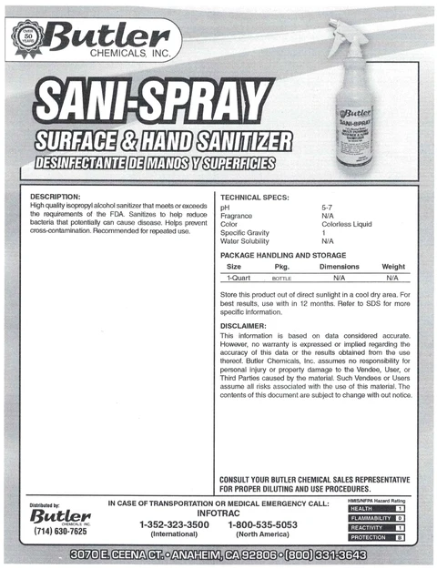 Sani-Spray 포장