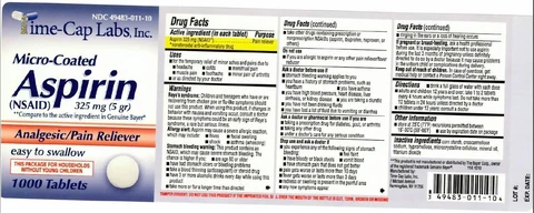 11R-TCL-Aspirin 325 mg-bottle label-1000s