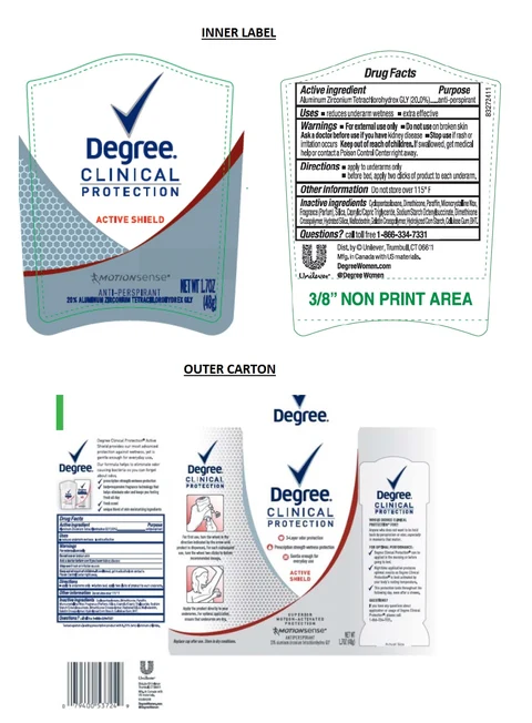 DegreeClinical Protection Active Shield Antiperspirant 포장