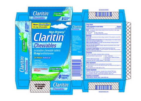 Claritin ChewableCool Mint Flavor 포장