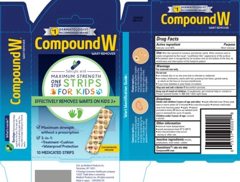 Compound W for Kids One Step Strips 포장