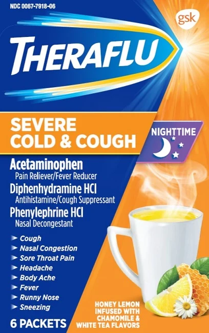 THERAFLU NIGHTTIME SEVERE COLD AND COUGH 포장