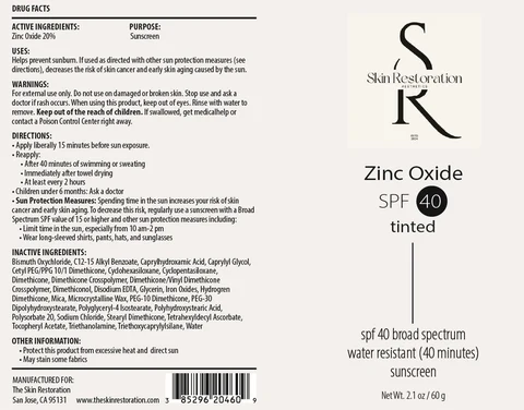 Zinc Oxide SPF 40 Tinted 포장
