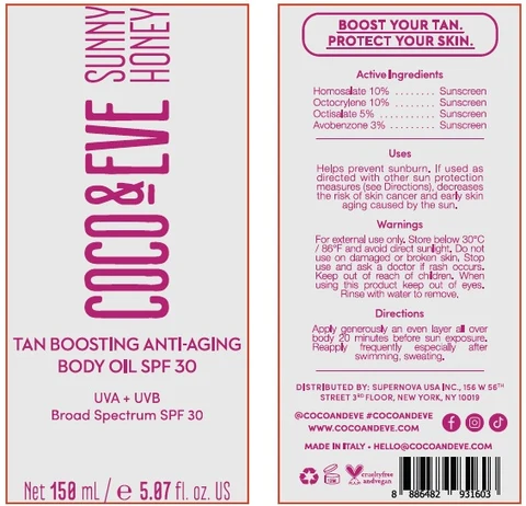coco and eve tan boosting anti-aging body oil spf 30 포장