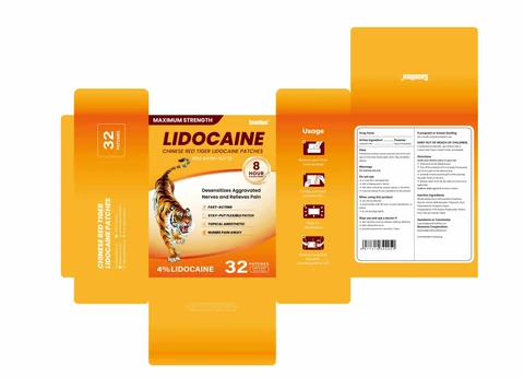 Chinese Red Tiger Lidocaine Patches packaging