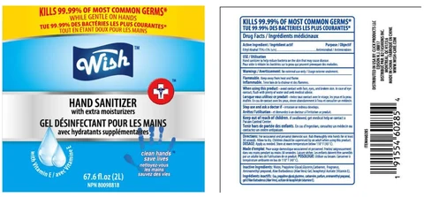 Wish hand sanitizer packaging